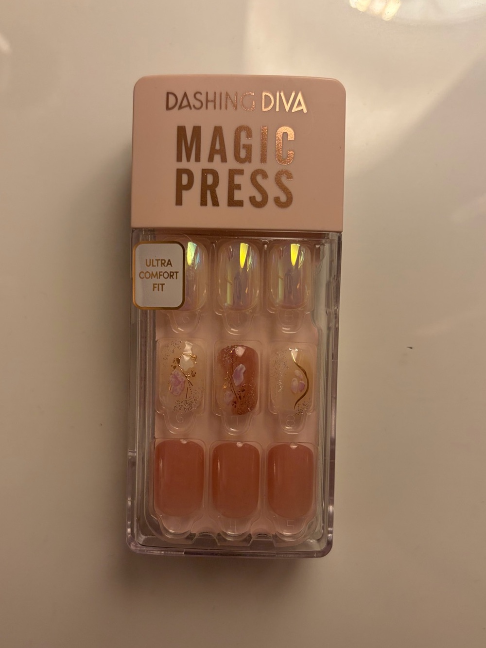 Dashing Diva Magic Press Discontinued Rare Mauve Floral Rose Gold Short Square - Picture 5 of 6